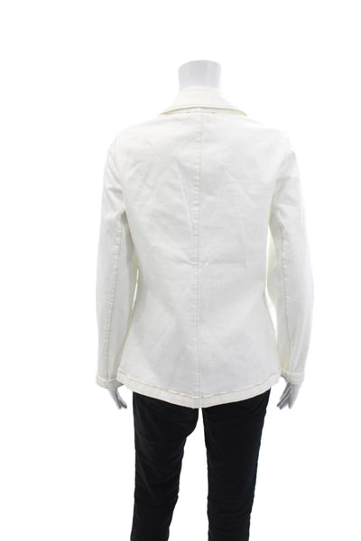 Renuar Womens Long Sleeves Button Down Jacket White Cotton Blend Size Small