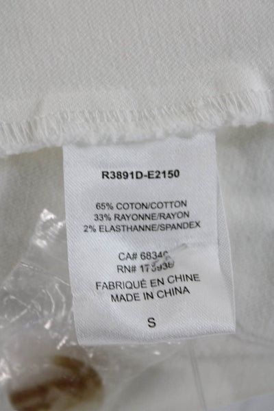 Renuar Womens Long Sleeves Button Down Jacket White Cotton Blend Size Small