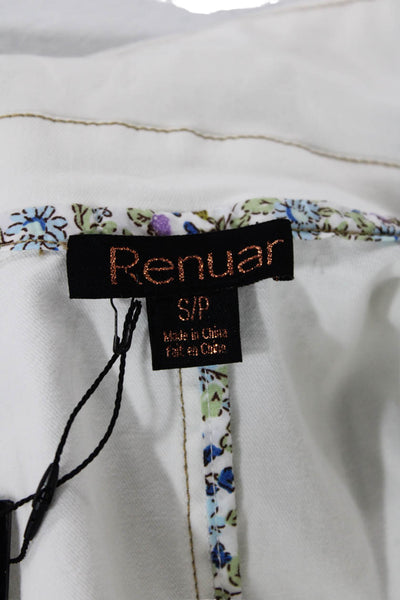 Renuar Womens Long Sleeves Button Down Jacket White Cotton Blend Size Small