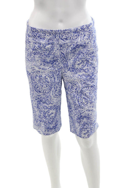Renuar Womens Island Combo High Rise Pull On Shorts White Blue Size 6