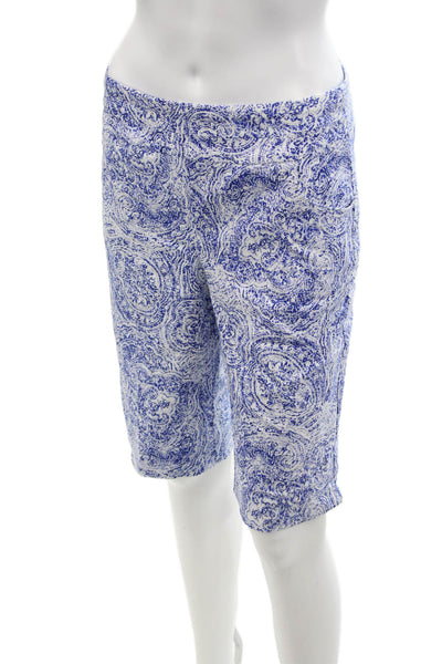 Renuar Womens Island Combo High Rise Pull On Shorts White Blue Size 6
