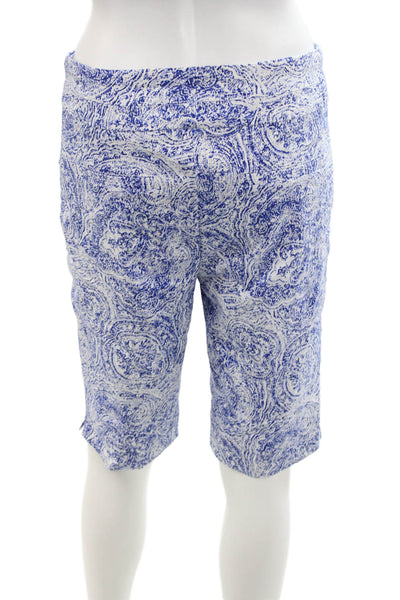 Renuar Womens Island Combo High Rise Pull On Shorts White Blue Size 6