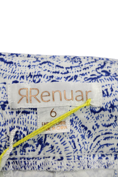Renuar Womens Island Combo High Rise Pull On Shorts White Blue Size 6