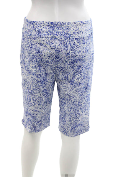Renuar Womens Island Combo High Rise Pull On Shorts White Blue Size 14