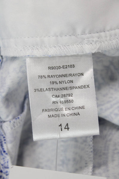 Renuar Womens Island Combo High Rise Pull On Shorts White Blue Size 14