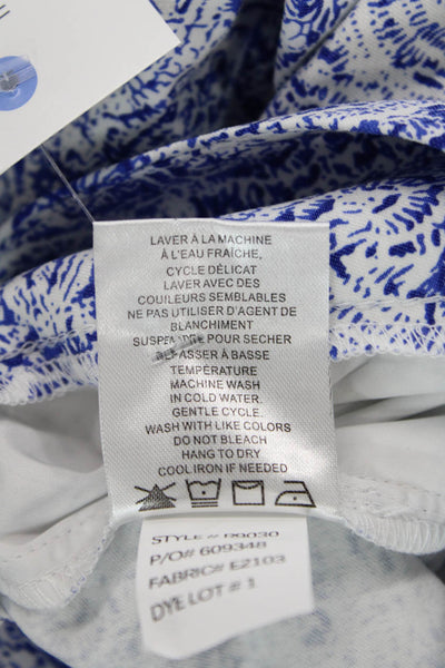 Renuar Womens Island Combo Print Pull On High Rise Shorts White Blue Size 8