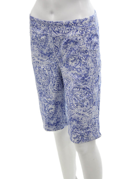 Renuar Womens Island Combo High Rise Pull On Shorts White Blue Size 4