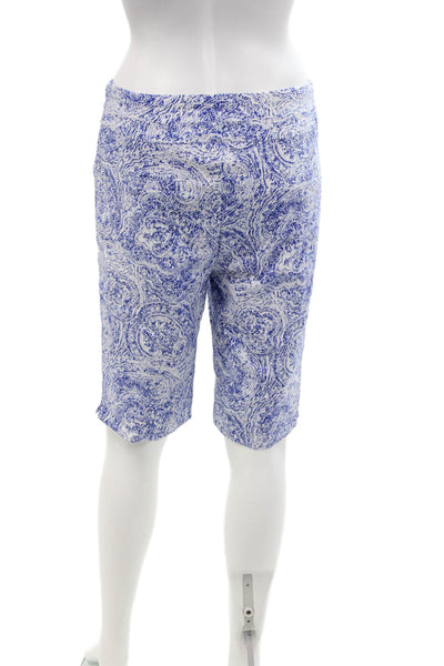 Renuar Womens Island Combo High Rise Pull On Shorts White Blue Size 4
