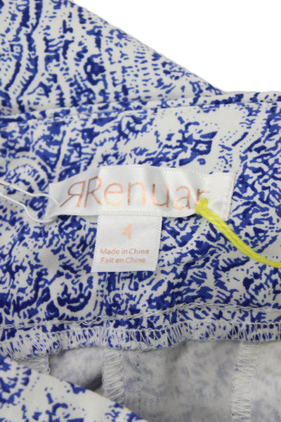 Renuar Womens Island Combo High Rise Pull On Shorts White Blue Size 4