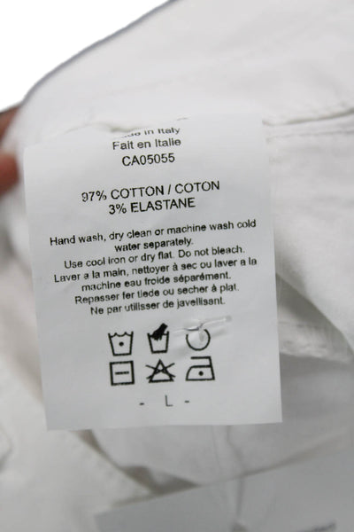 Astrid Womens Cuffed Mid Rise Zip Up Glamping Shorts White Cotton Size Large