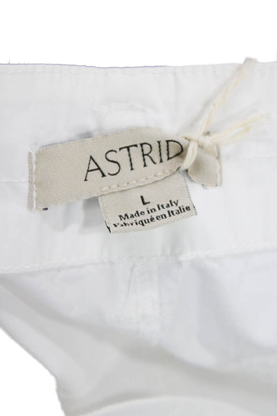 Astrid Womens Cuffed Mid Rise Zip Up Glamping Shorts White Cotton Size Large
