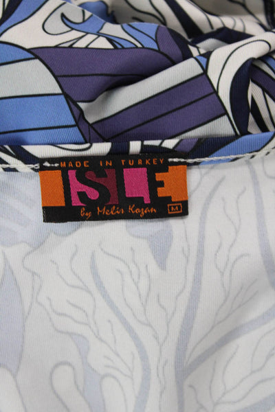 Isle By Melis Kozan Womens Abstract Print Tiered Dress Blue Purple Size Medium