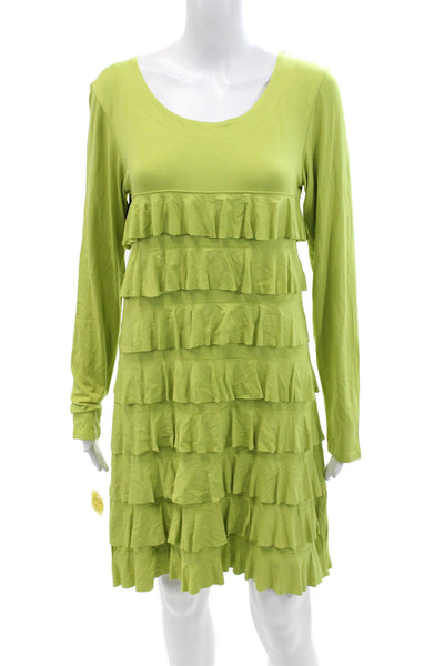 Isle By Melis Kozan Womens Long Sleeves Tiered Dress Lime Green Size Medium