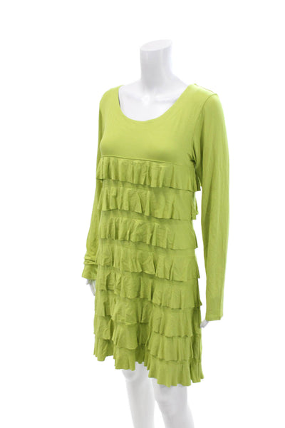 Isle By Melis Kozan Womens Long Sleeves Tiered Dress Lime Green Size Medium