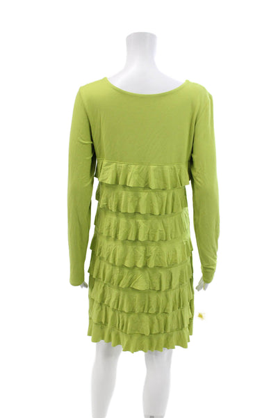 Isle By Melis Kozan Womens Long Sleeves Tiered Dress Lime Green Size Medium