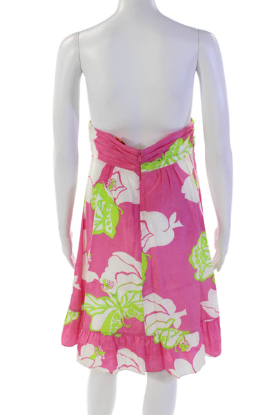 Lily Pulitzer Womens Cotton Floral Print Sleeveless Flare Hem Dress Pink Size 4
