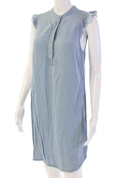 Splendid Womens Sleeveless Quarter Button Up Denim Shift Dress Blue Size S