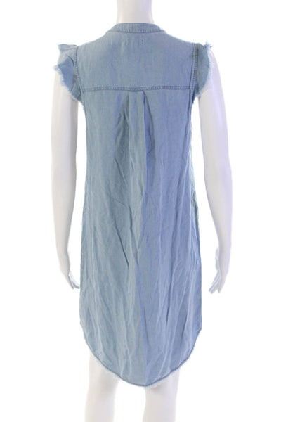 Splendid Womens Sleeveless Quarter Button Up Denim Shift Dress Blue Size S