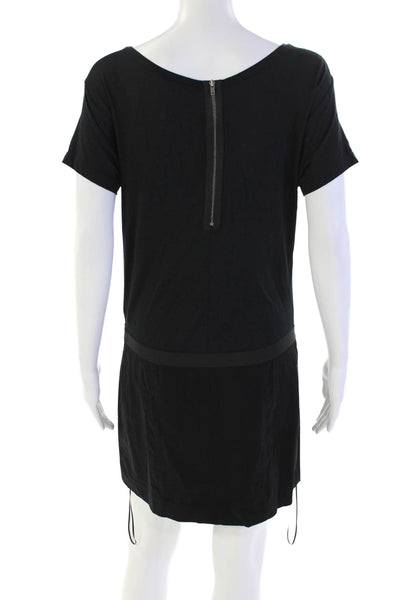 Theory Womens Drop Waist Short Sleeve Zip Back T-Shirt Dress Black Size M