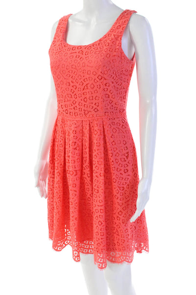 J Crew Womens Cotton Woven Embroidered Print Fit & Flare Dress Pink Size 2