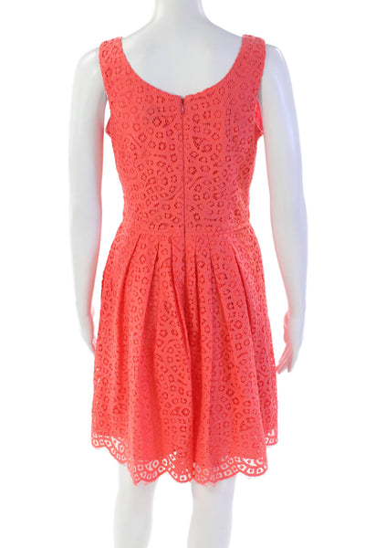 J Crew Womens Cotton Woven Embroidered Print Fit & Flare Dress Pink Size 2