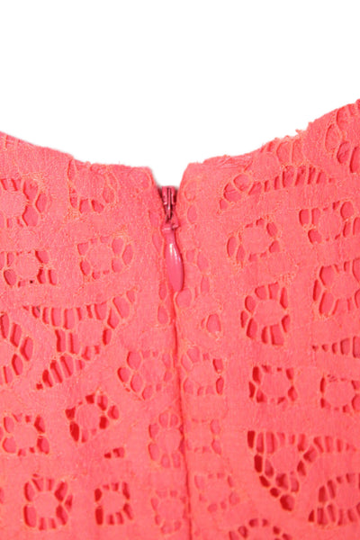 J Crew Womens Cotton Woven Embroidered Print Fit & Flare Dress Pink Size 2