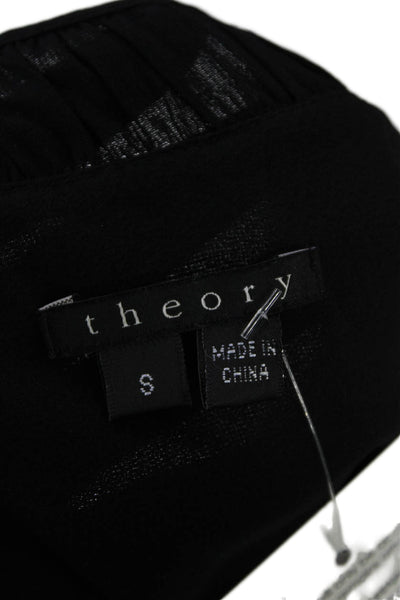 Theory Womens Round Neck Short Cuff Sleeve Elastic Waist Dress Black Size S