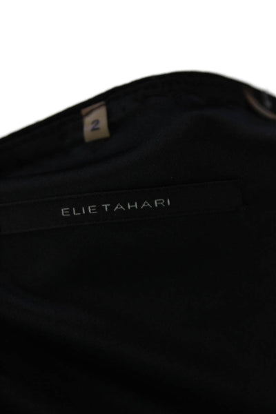 Elie Tahari Womens Beaded Embellished Long Sleeve Mini Dress Black Size 2