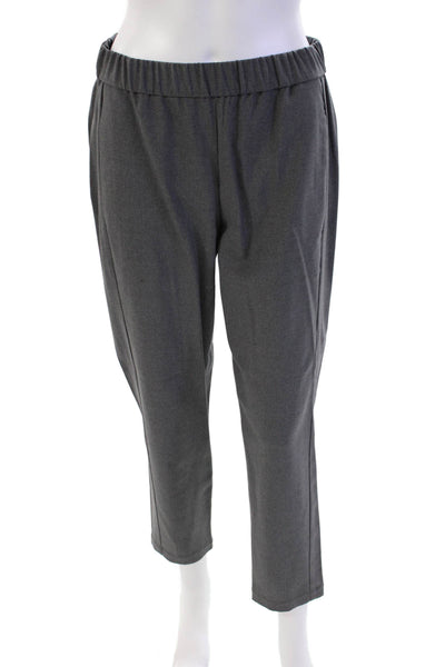 Theory Womens Wool Tailored Elastic Waist Straight Leg Pants Gray Size S