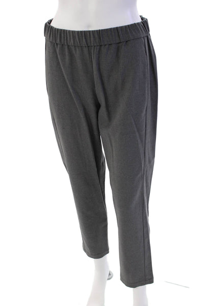 Theory Womens Wool Tailored Elastic Waist Straight Leg Pants Gray Size S