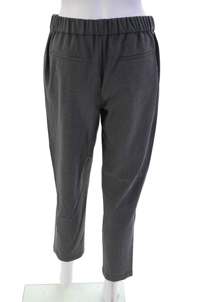 Theory Womens Wool Tailored Elastic Waist Straight Leg Pants Gray Size S