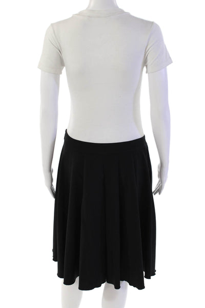 Elie Tahari Womens Pleated High Waisted Zip Up Flare Midi Skirt Black Size 6