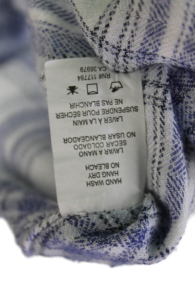 Rails Womens Plaid Striped Print Collared Button Down Flannel Top Blue Size M
