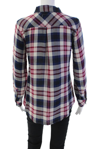 Rails Womens Plaid Print Collared Button Down Flannel Top Multicolor Size S