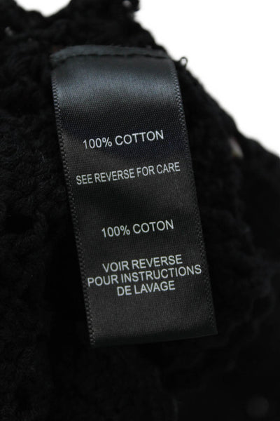 PJK Patterson J Kincaid Womens Cotton Woven Print Open Knit Tank Black Size S