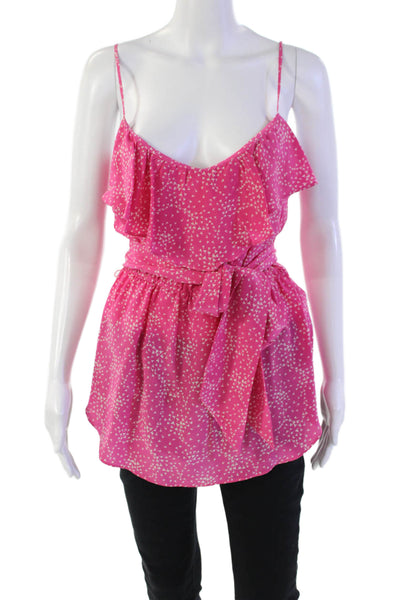Shoshanna Womens Silk Floral Spotted Print Sleeveless Bloues Tank Pink Size 4