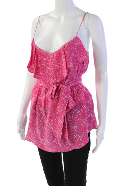 Shoshanna Womens Silk Floral Spotted Print Sleeveless Bloues Tank Pink Size 4