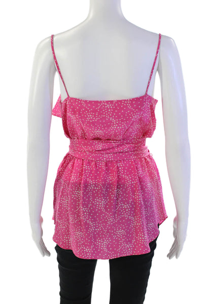 Shoshanna Womens Silk Floral Spotted Print Sleeveless Bloues Tank Pink Size 4