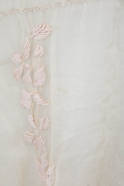 Antica Sartoria Womens Textured Sleeveless Floral Embroidered Sheer Blouse Nude