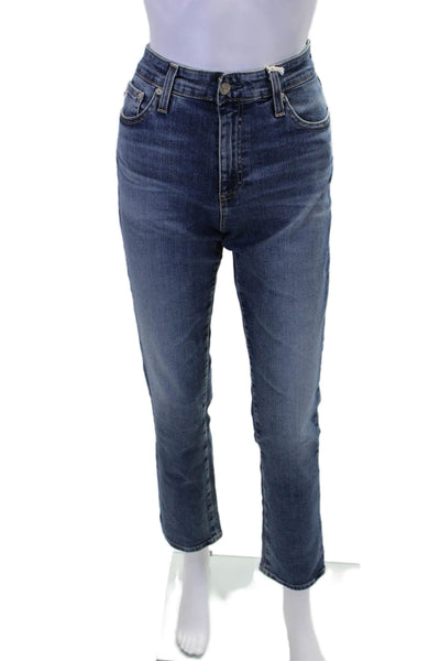 AG Women's High Waist Medium Wash Five Pocket Straight Leg Denim Pants Size 29