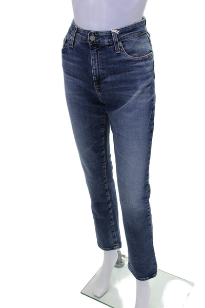 AG Women's High Waist Medium Wash Five Pocket Straight Leg Denim Pants Size 29