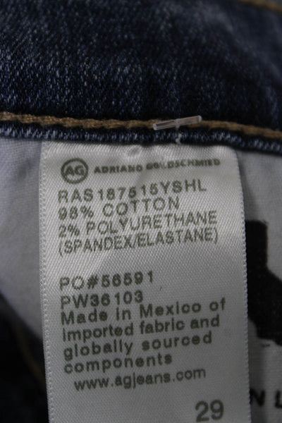 AG Women's High Waist Medium Wash Five Pocket Straight Leg Denim Pants Size 29
