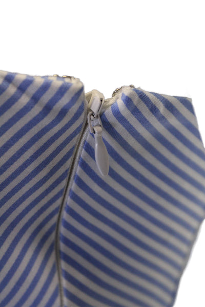 Simkhai Women's Square Neck Sleeveless Button Up Tube Top Blue Striped Size 0