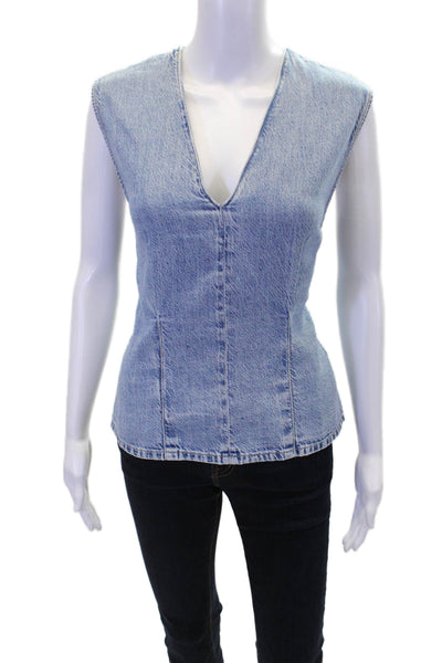 Rag & Bone Women's Sleeveless Ultra Feather Weight Ava Top Blouse Blue Size 4