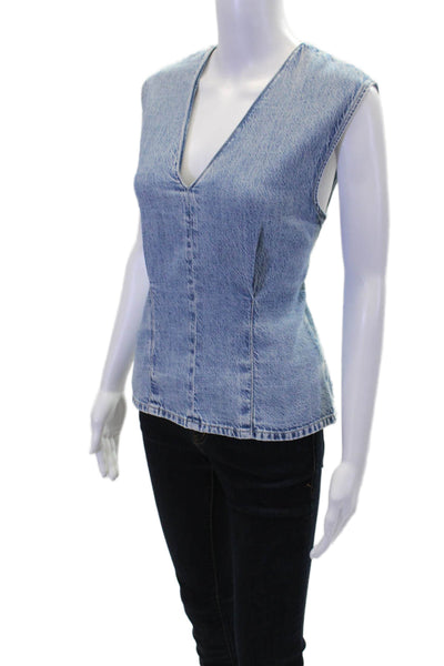 Rag & Bone Women's Sleeveless Ultra Feather Weight Ava Top Blouse Blue Size 4