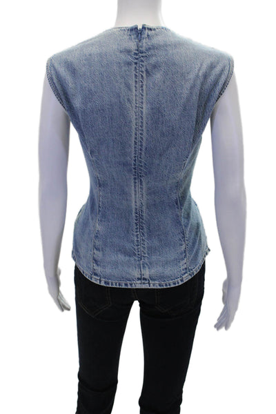 Rag & Bone Women's Sleeveless Ultra Feather Weight Ava Top Blouse Blue Size 4