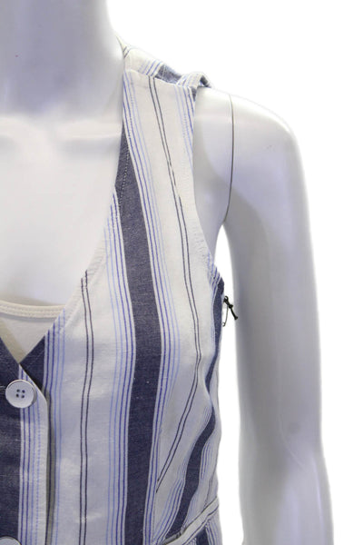 Bella Dahl Women's V-Neck Sleeveless Cinch Back Button Up Vest Striped Size XS