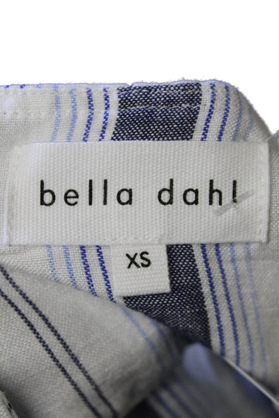 Bella Dahl Women's V-Neck Sleeveless Cinch Back Button Up Vest Striped Size XS