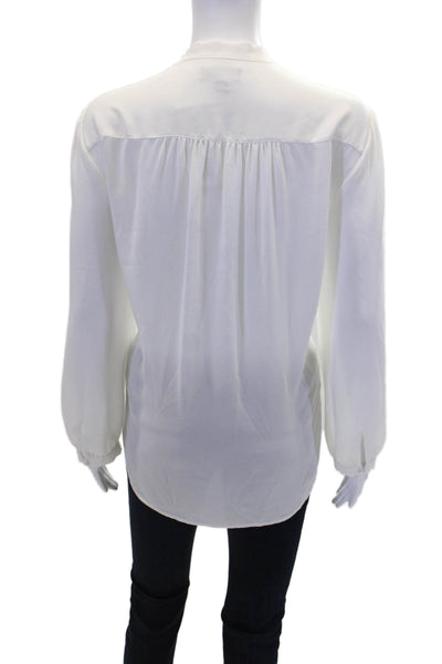 J Crew Womens Y-Neck Long Sleeve Tied Button-Down Shirt White Size L