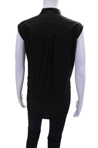 Closed Womens Organic Cotton Sleeveless Button-Down Shirt Black Size M